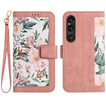 For Sony Xperia 1 VI Case Flower Pattern Card Slots Leather Phone Cover
