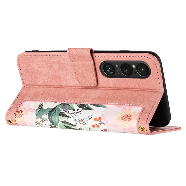 For Sony Xperia 1 VI Case Flower Pattern Card Slots Leather Phone Cover