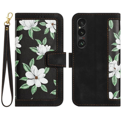 For Sony Xperia 1 VI Case Flower Pattern Card Slots Leather Phone Cover