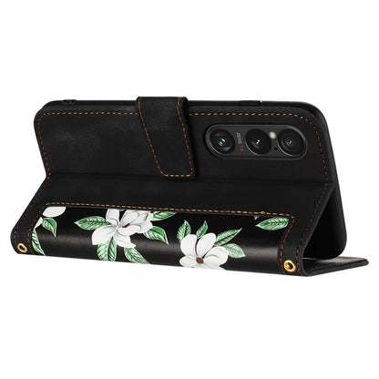 For Sony Xperia 1 VI Case Flower Pattern Card Slots Leather Phone Cover