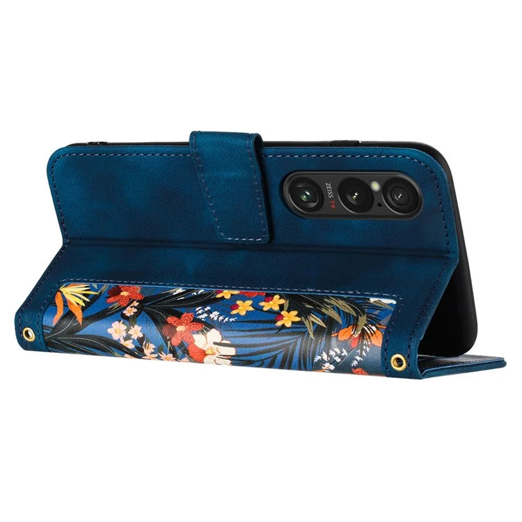 For Sony Xperia 1 VI Case Flower Pattern Card Slots Leather Phone Cover