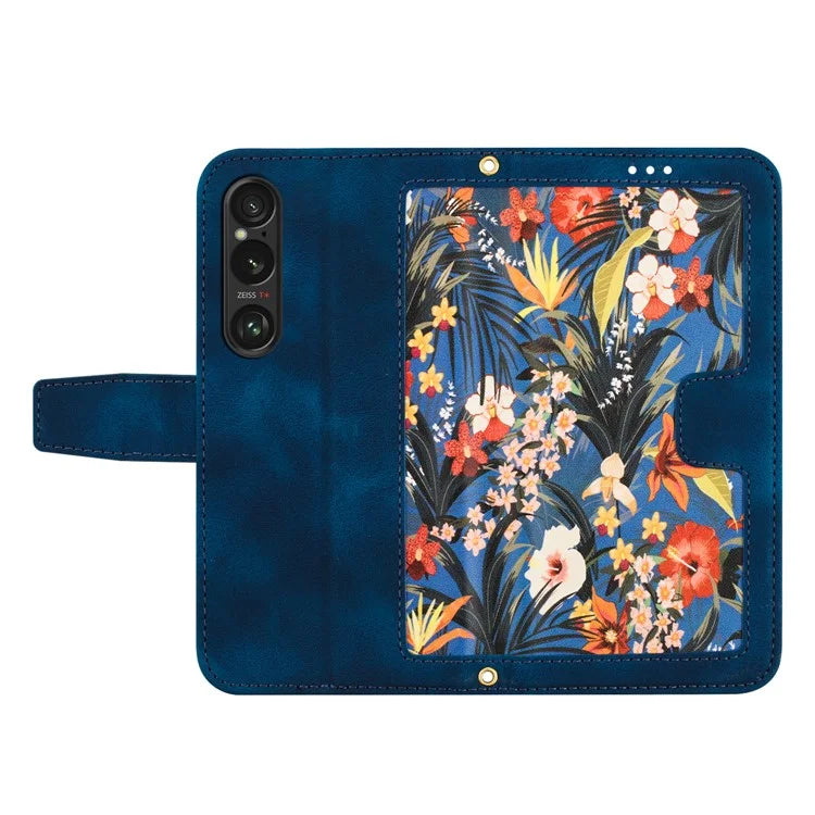 For Sony Xperia 1 VI Case Flower Pattern Card Slots Leather Phone Cover