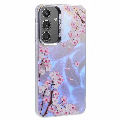 For Samsung Galaxy S24 Case Flower Pattern PC+TPU Phone Cover Laser Effect