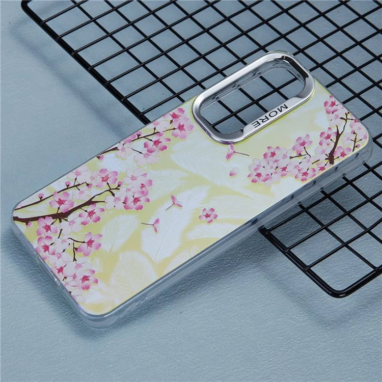 For Samsung Galaxy S24 Case Flower Pattern PC+TPU Phone Cover Laser Effect