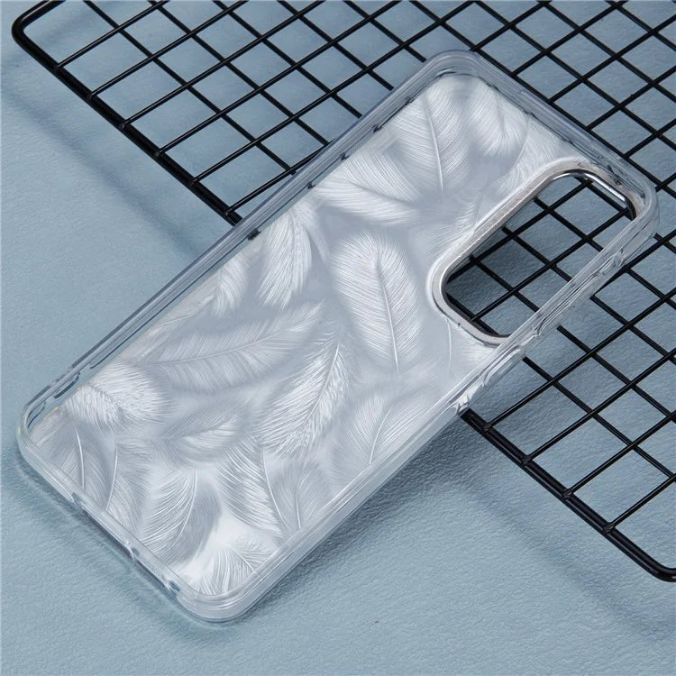 For Samsung Galaxy S24 Case Flower Pattern PC+TPU Phone Cover Laser Effect