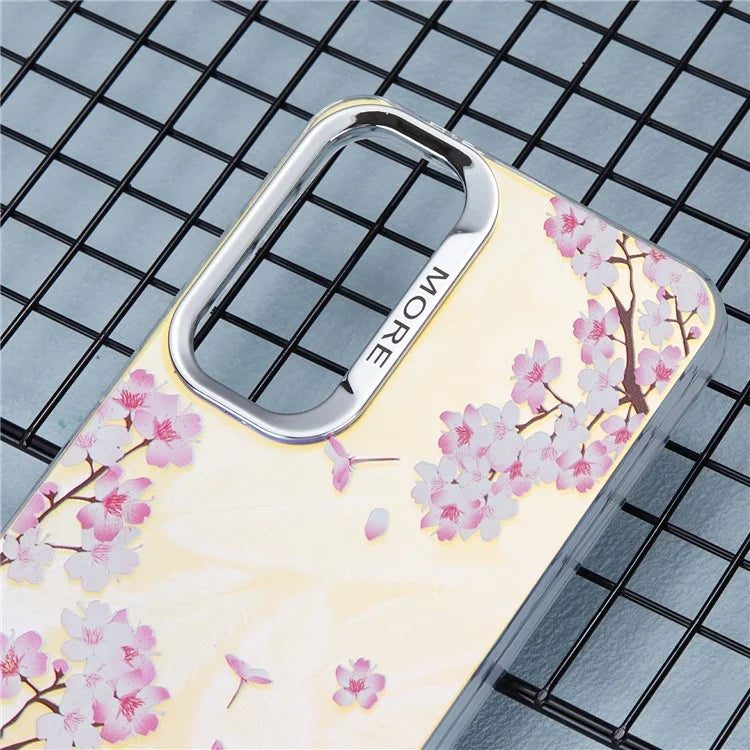 For Samsung Galaxy S24 Case Flower Pattern PC+TPU Phone Cover Laser Effect