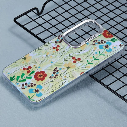 For Samsung Galaxy S24 Case Flower Pattern PC+TPU Phone Cover Laser Effect