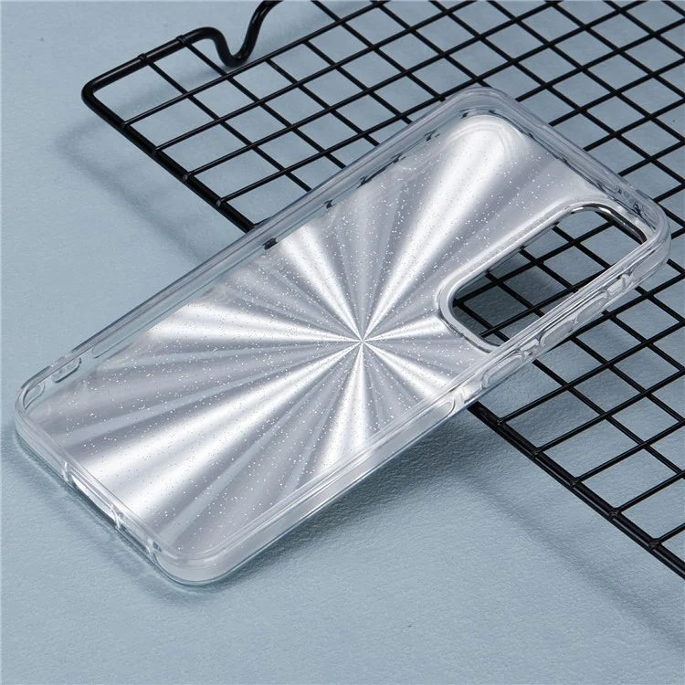 For Samsung Galaxy S24 Case Flower Pattern PC+TPU Phone Cover Laser Effect