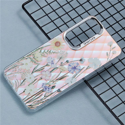 For Samsung Galaxy S24 Case Flower Pattern PC+TPU Phone Cover Laser Effect