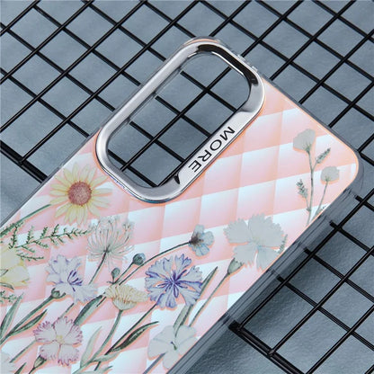 For Samsung Galaxy S24 Case Flower Pattern PC+TPU Phone Cover Laser Effect