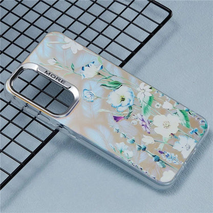 For Samsung Galaxy S24 Case Flower Pattern PC+TPU Phone Cover Laser Effect