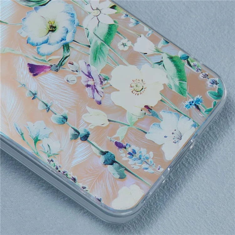 For Samsung Galaxy S24 Case Flower Pattern PC+TPU Phone Cover Laser Effect