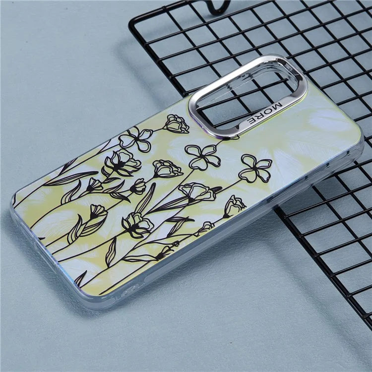 For Samsung Galaxy S24 Case Flower Pattern PC+TPU Phone Cover Laser Effect
