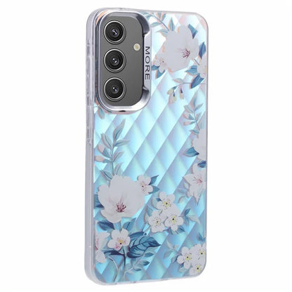 For Samsung Galaxy S24 Case Flower Pattern PC+TPU Phone Cover Laser Effect