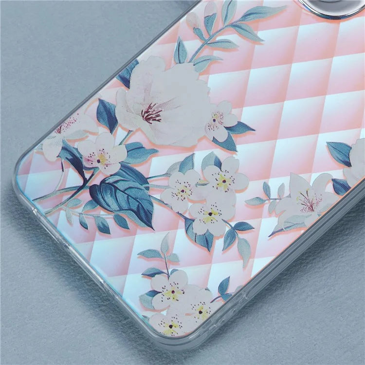 For Samsung Galaxy S24 Case Flower Pattern PC+TPU Phone Cover Laser Effect