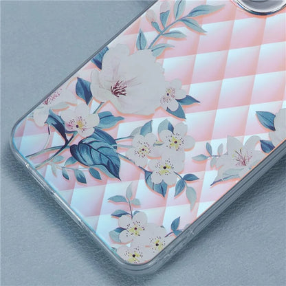 For Samsung Galaxy S24 Case Flower Pattern PC+TPU Phone Cover Laser Effect