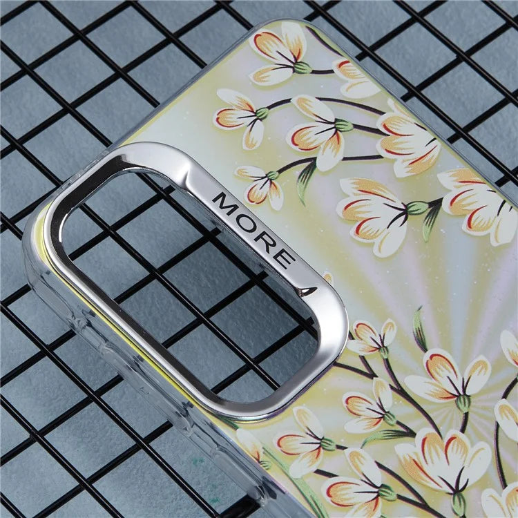 For Samsung Galaxy S24 Case Flower Pattern PC+TPU Phone Cover Laser Effect
