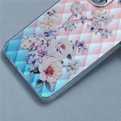For Samsung Galaxy S24 Case Flower Pattern PC+TPU Phone Cover Laser Effect