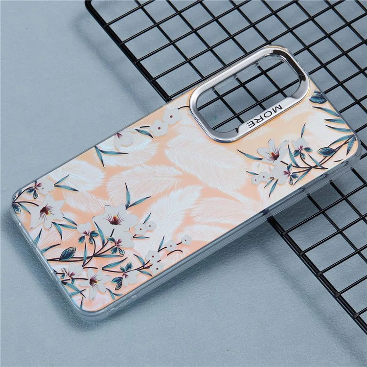 For Samsung Galaxy S24 Case Flower Pattern PC+TPU Phone Cover Laser Effect