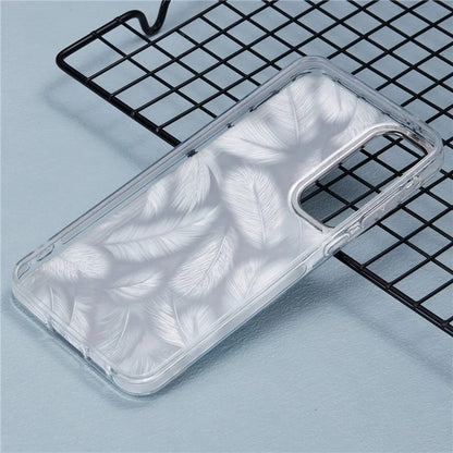 For Samsung Galaxy S24 Case Flower Pattern PC+TPU Phone Cover Laser Effect