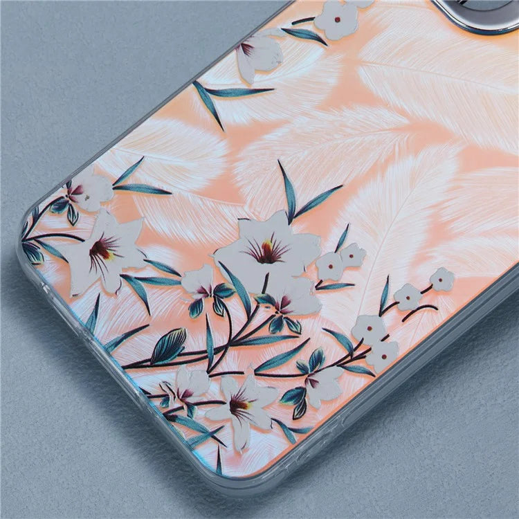 For Samsung Galaxy S24 Case Flower Pattern PC+TPU Phone Cover Laser Effect