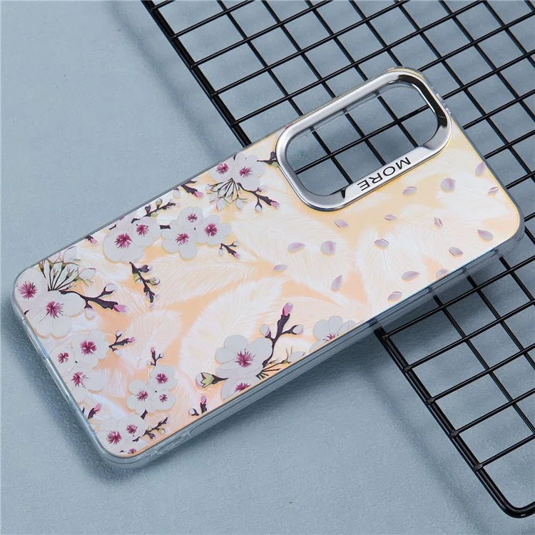 For Samsung Galaxy S24 Case Flower Pattern PC+TPU Phone Cover Laser Effect