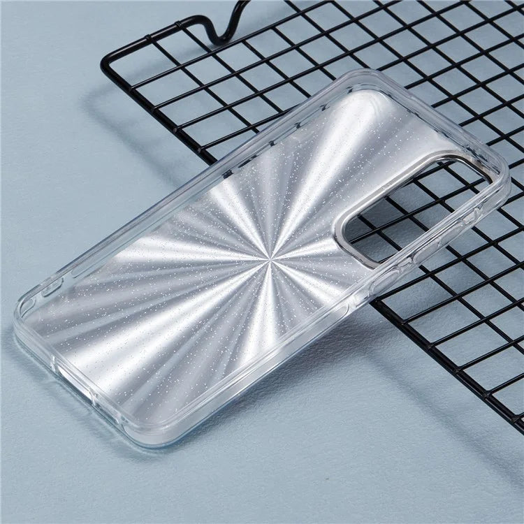 For Samsung Galaxy S24 Case Flower Pattern PC+TPU Phone Cover Laser Effect