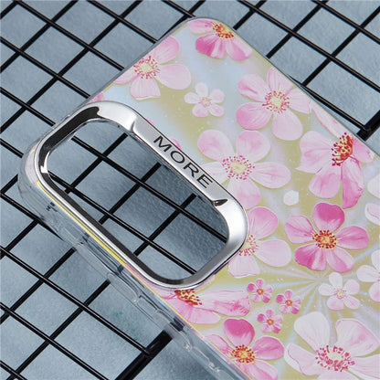 For Samsung Galaxy S24 Case Flower Pattern PC+TPU Phone Cover Laser Effect