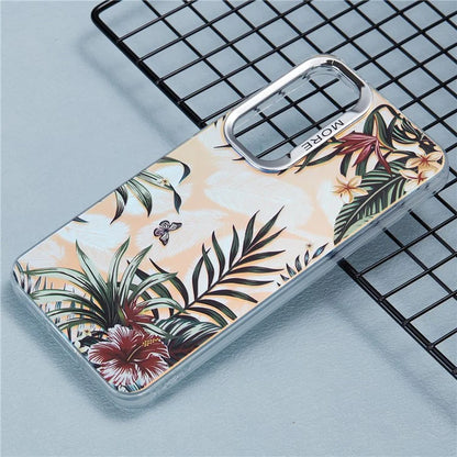 For Samsung Galaxy S24 Case Flower Pattern PC+TPU Phone Cover Laser Effect
