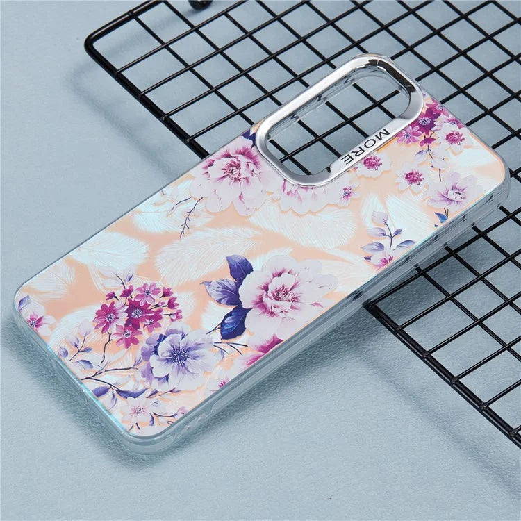For Samsung Galaxy S24 Case Flower Pattern PC+TPU Phone Cover Laser Effect