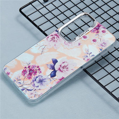 For Samsung Galaxy S24 Case Flower Pattern PC+TPU Phone Cover Laser Effect