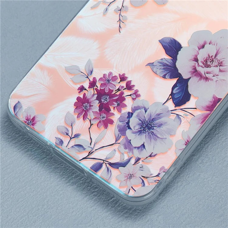 For Samsung Galaxy S24 Case Flower Pattern PC+TPU Phone Cover Laser Effect