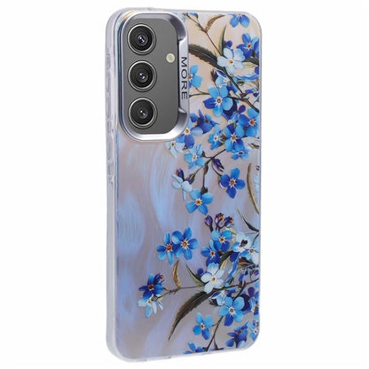 For Samsung Galaxy S24 Case Flower Pattern PC+TPU Phone Cover Laser Effect