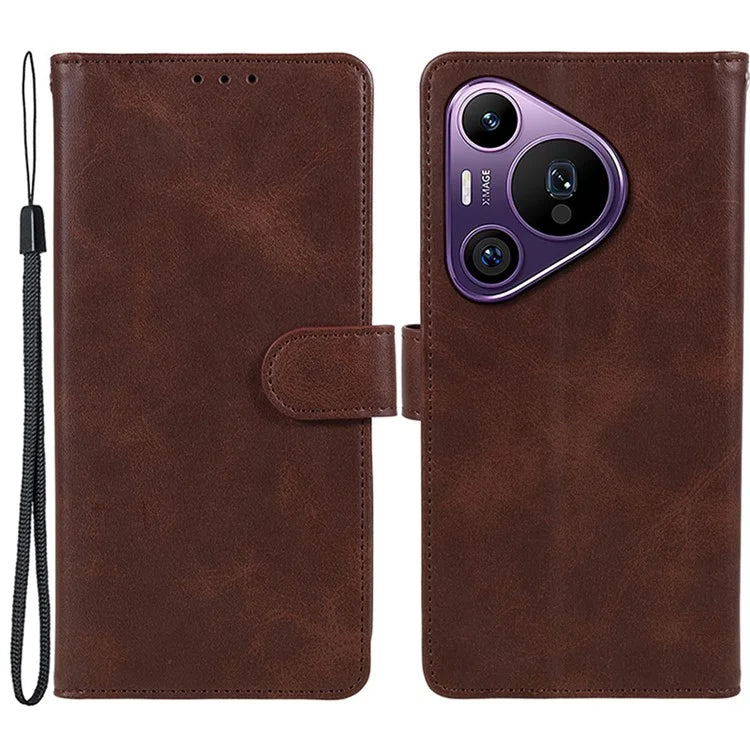 For Huawei Pura 70 Pro / Pura 70 Pro+ Case Leather Folio Flip Phone Cover Magnetic Clasp Calf Texture