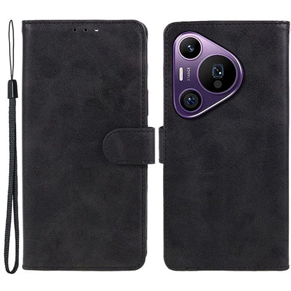 For Huawei Pura 70 Pro / Pura 70 Pro+ Case Leather Folio Flip Phone Cover Magnetic Clasp Calf Texture