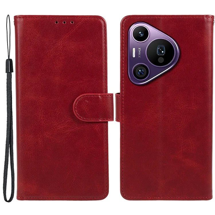 For Huawei Pura 70 Pro / Pura 70 Pro+ Case Leather Folio Flip Phone Cover Magnetic Clasp Calf Texture