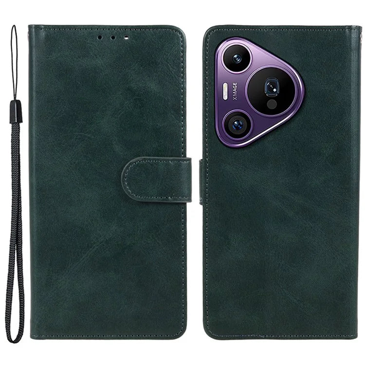 For Huawei Pura 70 Pro / Pura 70 Pro+ Case Leather Folio Flip Phone Cover Magnetic Clasp Calf Texture