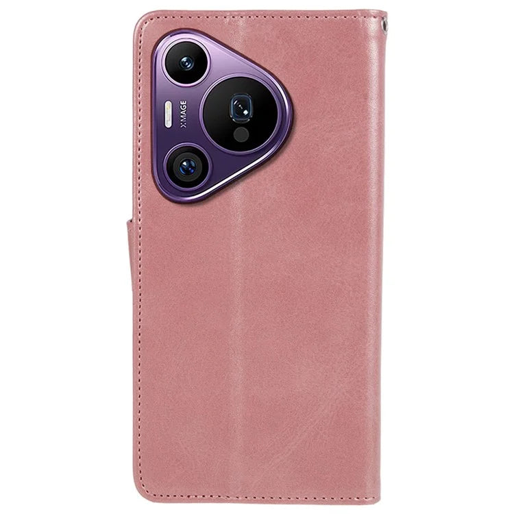 For Huawei Pura 70 Pro / Pura 70 Pro+ Case Leather Folio Flip Phone Cover Magnetic Clasp Calf Texture