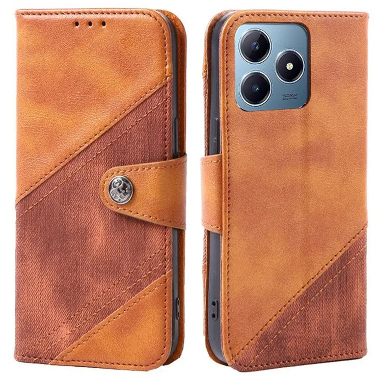 For Realme C63 4G Case Texture Splicing Leather Flip Phone Cover