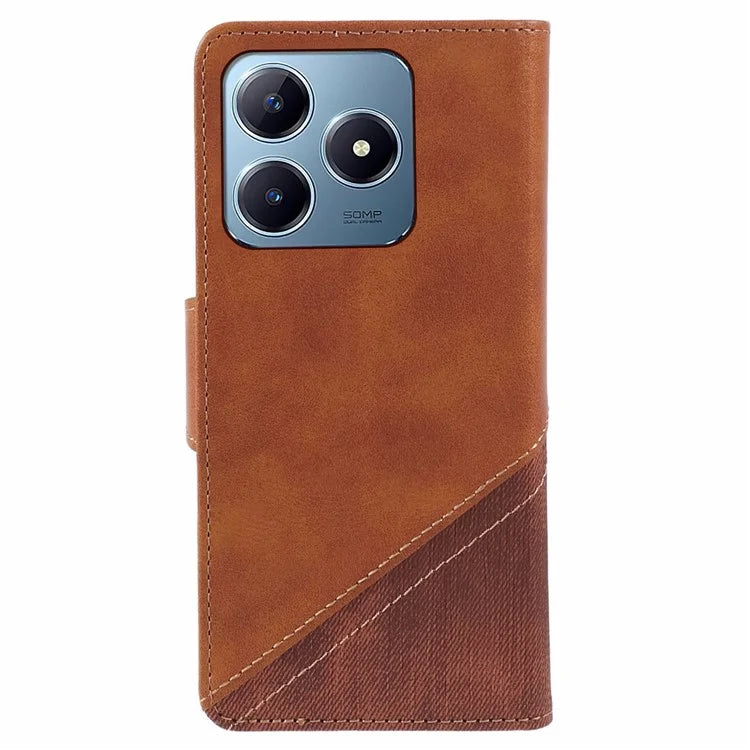 For Realme C63 4G Case Texture Splicing Leather Flip Phone Cover