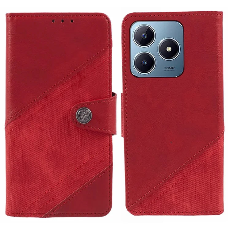 For Realme C63 4G Case Texture Splicing Leather Flip Phone Cover