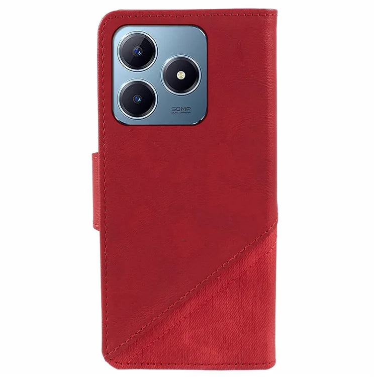 For Realme C63 4G Case Texture Splicing Leather Flip Phone Cover