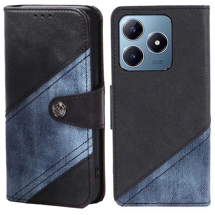 For Realme C63 4G Case Texture Splicing Leather Flip Phone Cover