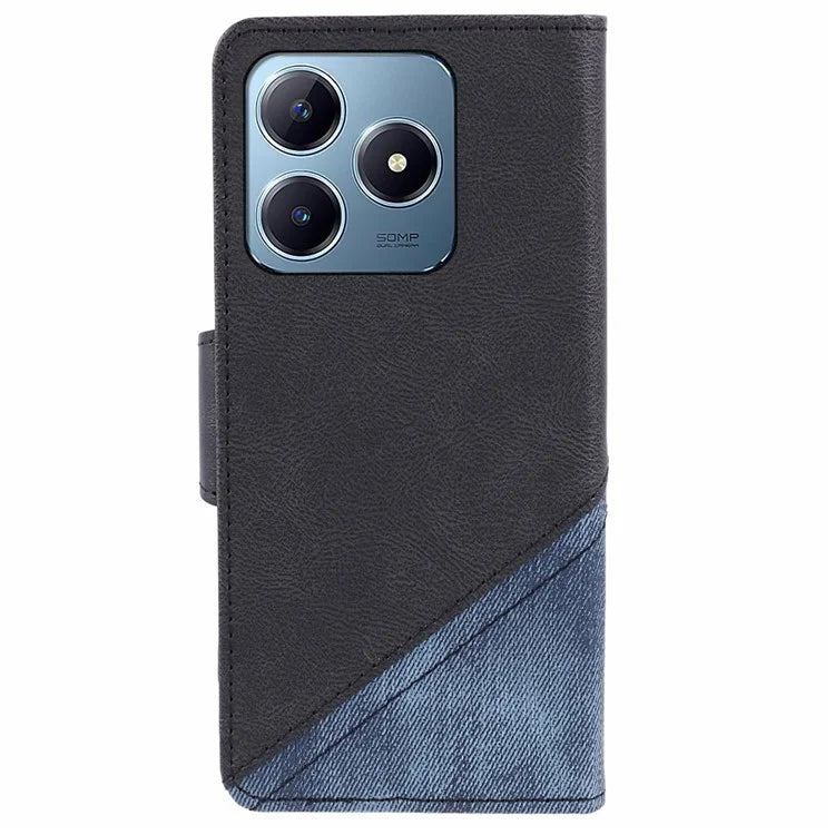For Realme C63 4G Case Texture Splicing Leather Flip Phone Cover