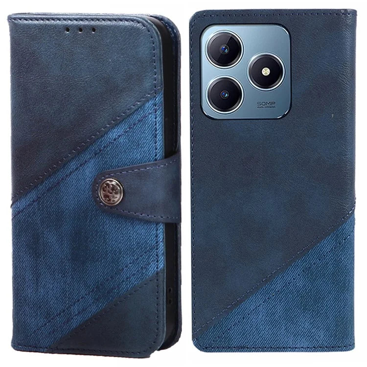 For Realme C63 4G Case Texture Splicing Leather Flip Phone Cover