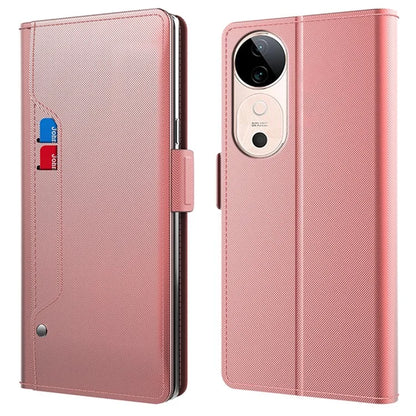 For vivo S19 5G Case Mirror Design TPU + PU Leather Protective Flip Cover