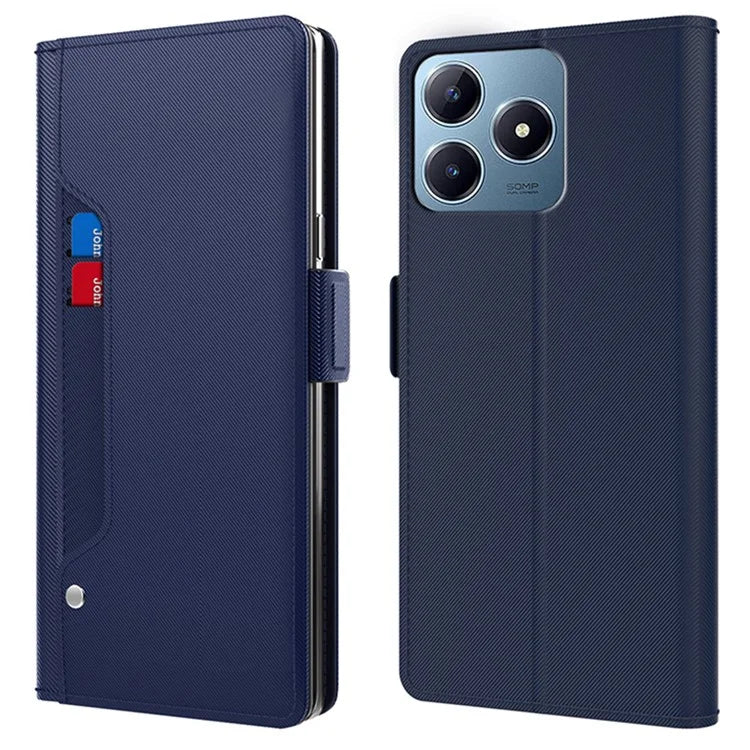 For Realme C63 4G / C61 4G / Narzo N63 4G Case with Mirror PU Leather Phone Cover Credit Card Holder