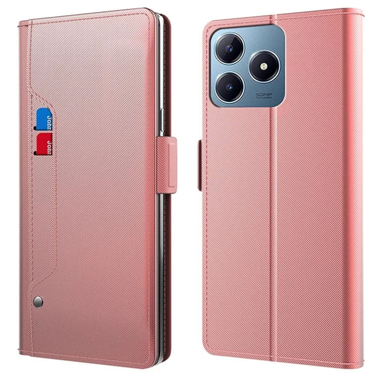For Realme C63 4G / C61 4G / Narzo N63 4G Case with Mirror PU Leather Phone Cover Credit Card Holder