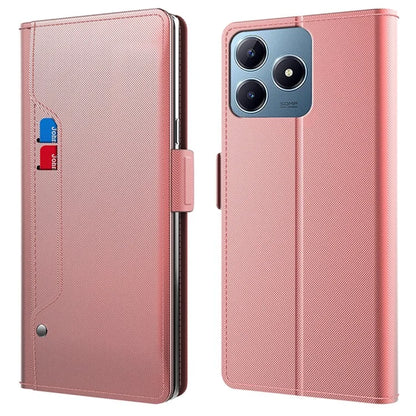 For Realme C63 4G / C61 4G / Narzo N63 4G Case with Mirror PU Leather Phone Cover Credit Card Holder