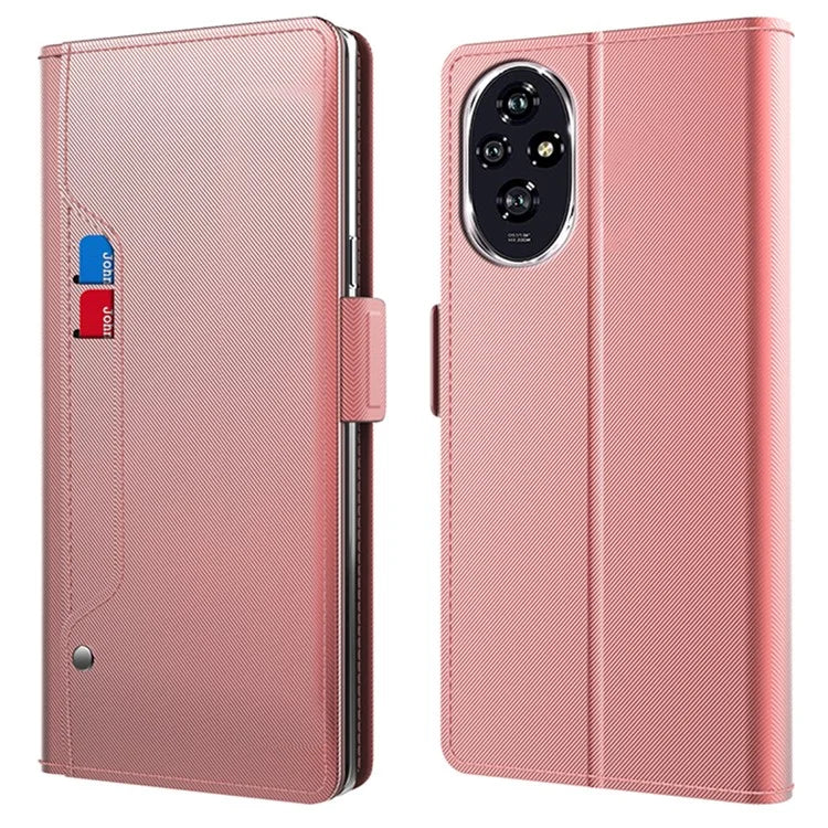 For Honor 200 Pro 5G Case PU Leather Shockproof Phone Cover Stand Make Up Mirror